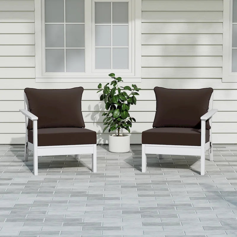 Canapé deux places blanc Polytrends Birchwood All Weather HDPE pour terrasse extérieure (2 pièces)