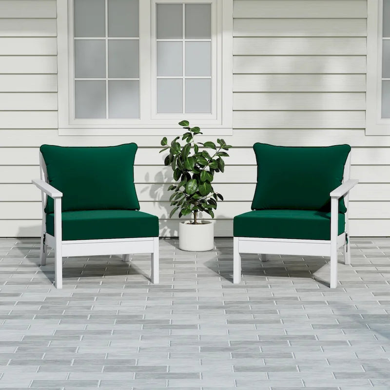 Canapé deux places blanc Polytrends Birchwood All Weather HDPE pour terrasse extérieure (2 pièces)