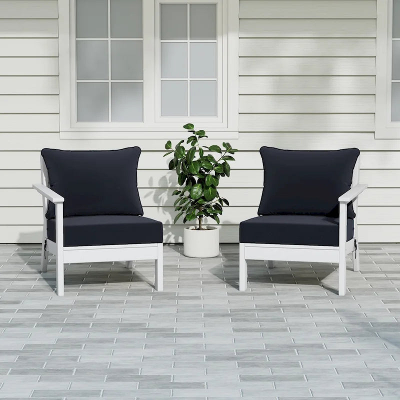 Canapé deux places blanc Polytrends Birchwood All Weather HDPE pour terrasse extérieure (2 pièces)