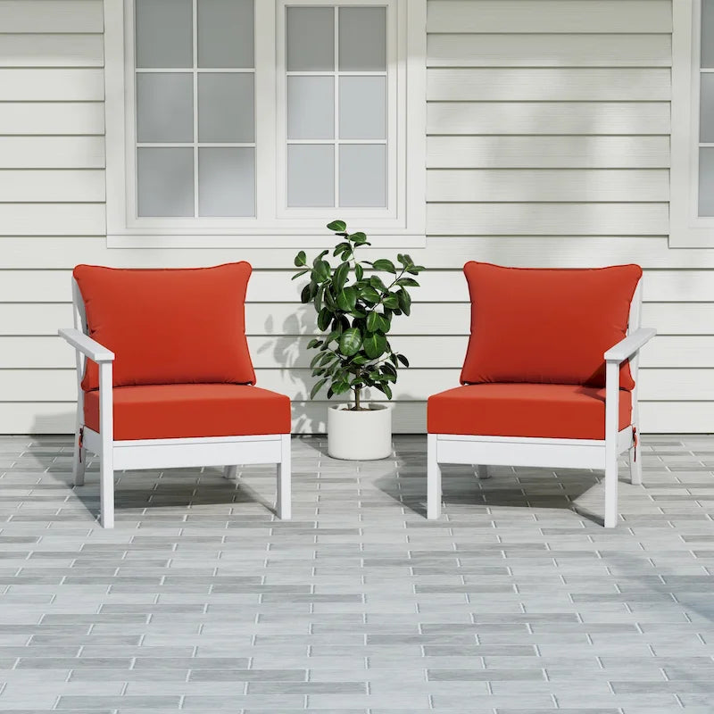 Canapé deux places blanc Polytrends Birchwood All Weather HDPE pour terrasse extérieure (2 pièces)