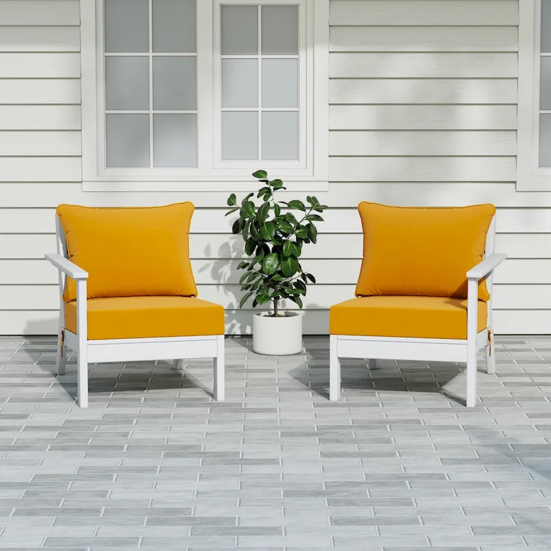 Canapé deux places blanc Polytrends Birchwood All Weather HDPE pour terrasse extérieure (2 pièces)