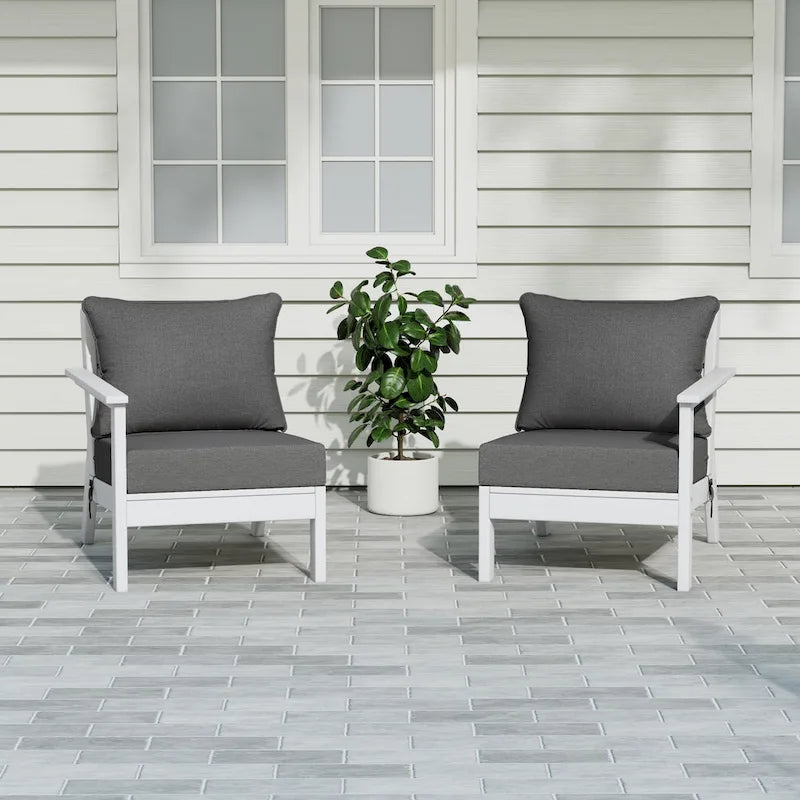Polytrends Birchwood All Weather HDPE Outdoor Patio Deep Seating White Loveseat (2-Piece)