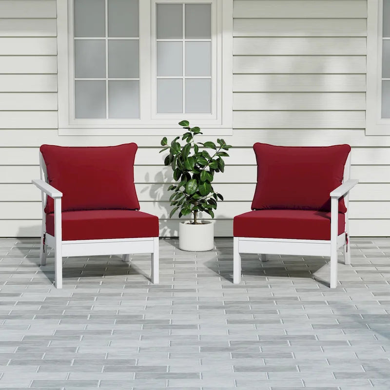 Canapé deux places blanc Polytrends Birchwood All Weather HDPE pour terrasse extérieure (2 pièces)