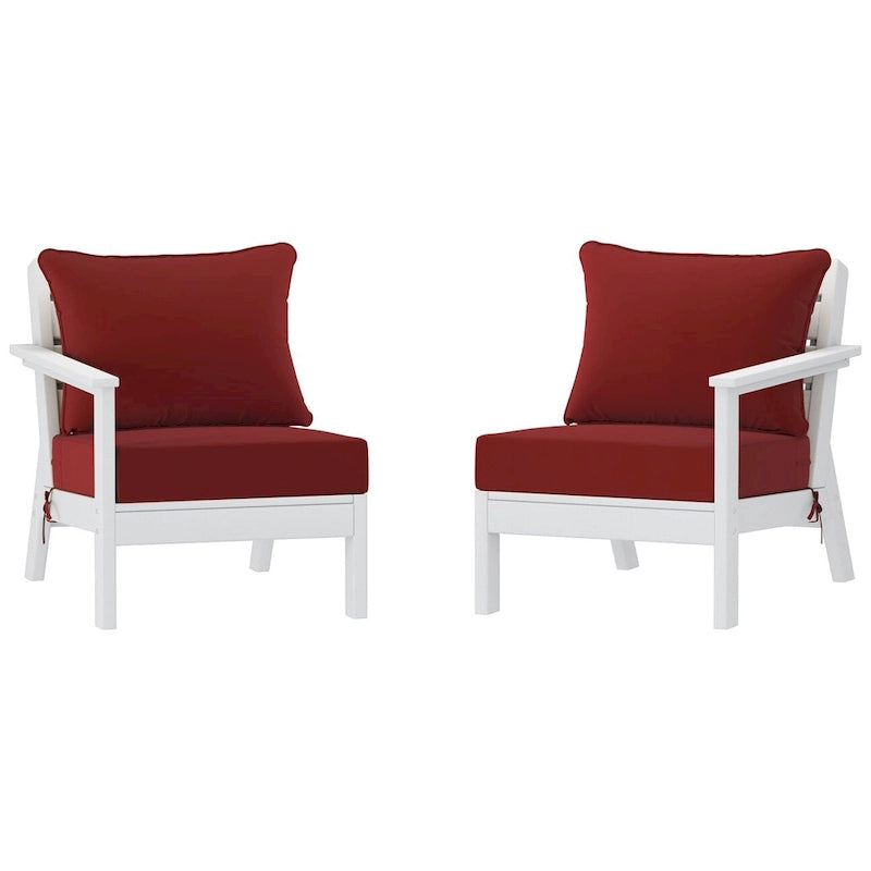 Canapé deux places blanc Polytrends Birchwood All Weather HDPE pour terrasse extérieure (2 pièces)