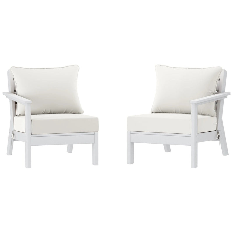Canapé deux places blanc Polytrends Birchwood All Weather HDPE pour terrasse extérieure (2 pièces)