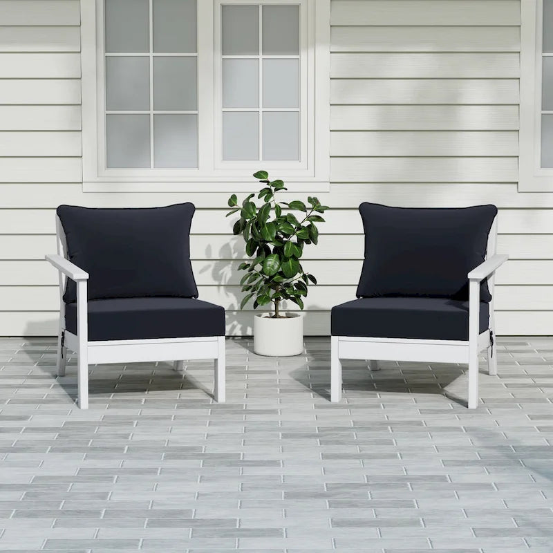 Canapé deux places blanc Polytrends Birchwood All Weather HDPE pour terrasse extérieure (2 pièces)