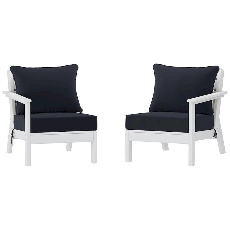 Canapé deux places blanc Polytrends Birchwood All Weather HDPE pour terrasse extérieure (2 pièces)