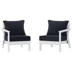 Canapé deux places blanc Polytrends Birchwood All Weather HDPE pour terrasse extérieure (2 pièces)
