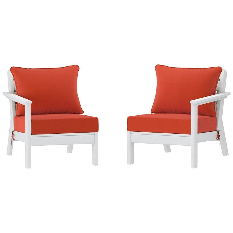 Canapé deux places blanc Polytrends Birchwood All Weather HDPE pour terrasse extérieure (2 pièces)