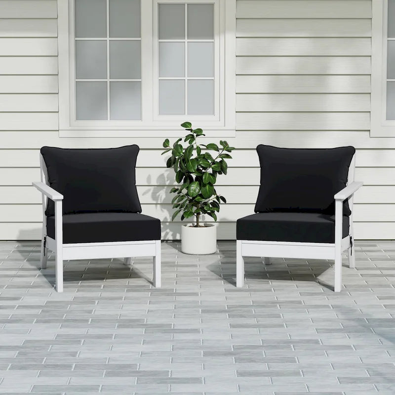 Canapé deux places blanc Polytrends Birchwood All Weather HDPE pour terrasse extérieure (2 pièces)