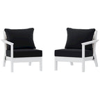 Canapé deux places blanc Polytrends Birchwood All Weather HDPE pour terrasse extérieure (2 pièces)
