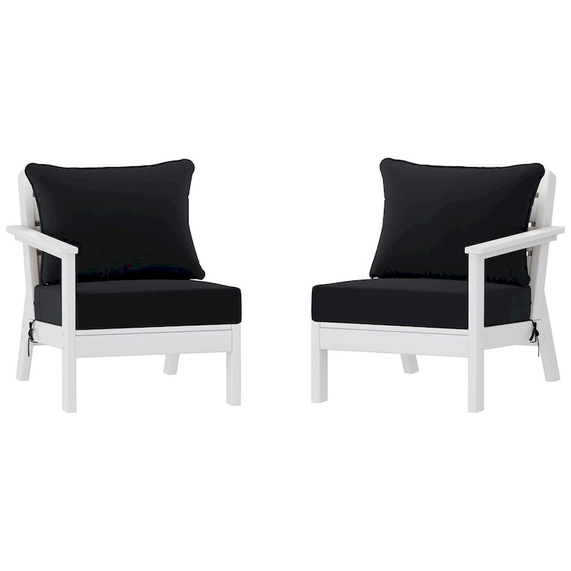 Canapé deux places blanc Polytrends Birchwood All Weather HDPE pour terrasse extérieure (2 pièces)
