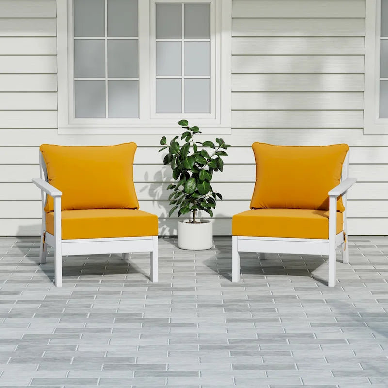 Canapé deux places blanc Polytrends Birchwood All Weather HDPE pour terrasse extérieure (2 pièces)