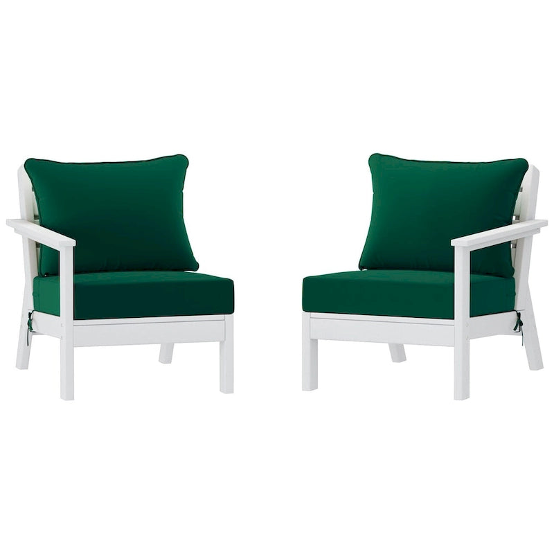 Canapé deux places blanc Polytrends Birchwood All Weather HDPE pour terrasse extérieure (2 pièces)