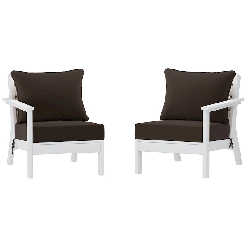 Canapé deux places blanc Polytrends Birchwood All Weather HDPE pour terrasse extérieure (2 pièces)