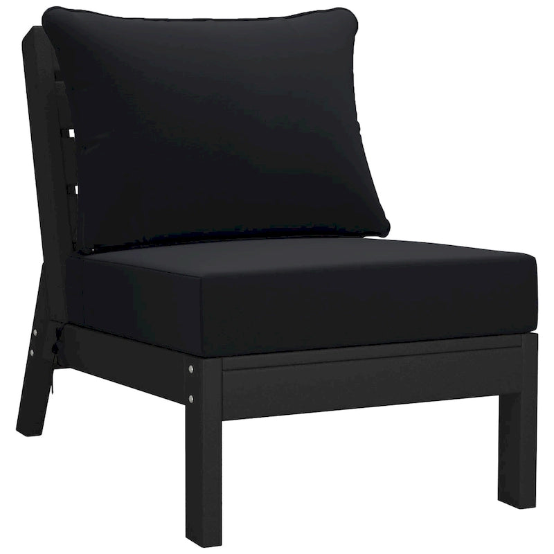 Fauteuil de jardin profond sans accoudoirs, noir, en polyéthylène haute densité (PEHD), avec coussins, Polytrends Birchwood (1 pièce)