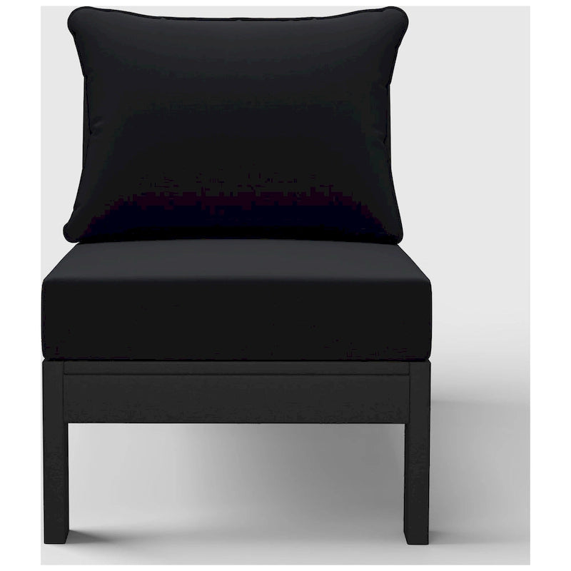 Fauteuil de jardin profond sans accoudoirs, noir, en polyéthylène haute densité (PEHD), avec coussins, Polytrends Birchwood (1 pièce)