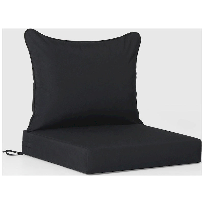 Fauteuil de jardin profond sans accoudoirs, noir, en polyéthylène haute densité (PEHD), avec coussins, Polytrends Birchwood (1 pièce)