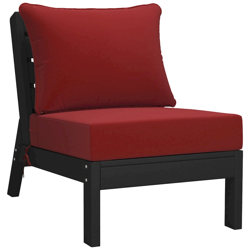 Fauteuil de jardin profond sans accoudoirs, noir, en polyéthylène haute densité (PEHD), avec coussins, Polytrends Birchwood (1 pièce)