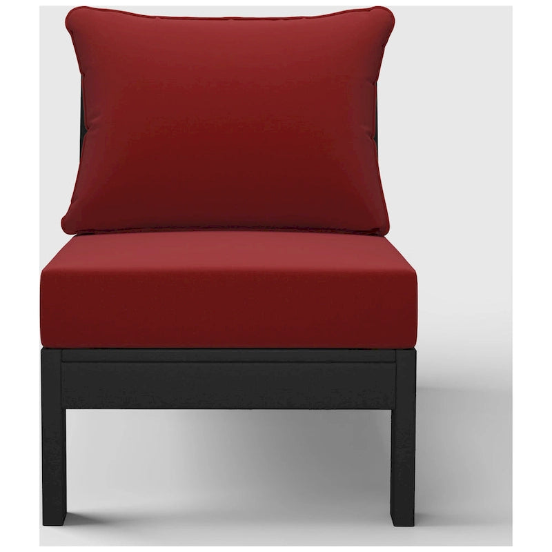Fauteuil de jardin profond sans accoudoirs, noir, en polyéthylène haute densité (PEHD), avec coussins, Polytrends Birchwood (1 pièce)