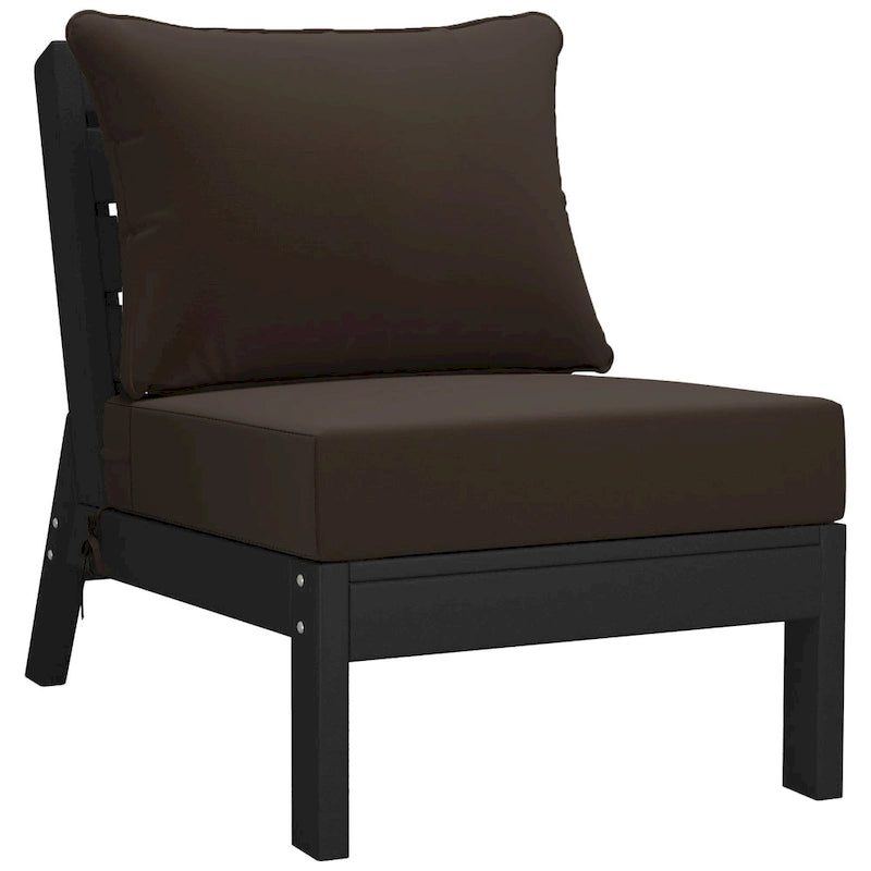 Fauteuil de jardin profond sans accoudoirs, noir, en polyéthylène haute densité (PEHD), avec coussins, Polytrends Birchwood (1 pièce)