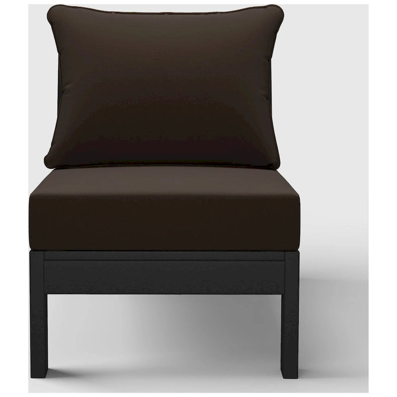 Fauteuil de jardin profond sans accoudoirs, noir, en polyéthylène haute densité (PEHD), avec coussins, Polytrends Birchwood (1 pièce)