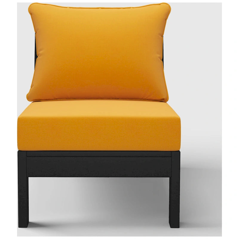 Fauteuil de jardin profond sans accoudoirs, noir, en polyéthylène haute densité (PEHD), avec coussins, Polytrends Birchwood (1 pièce)