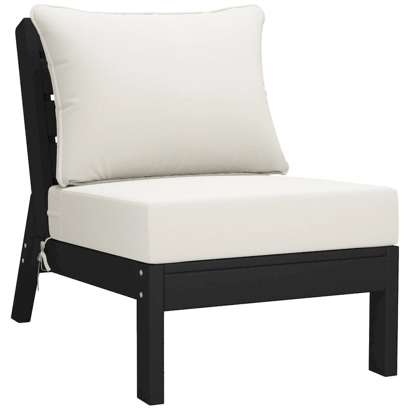 Fauteuil de jardin profond sans accoudoirs, noir, en polyéthylène haute densité (PEHD), avec coussins, Polytrends Birchwood (1 pièce)