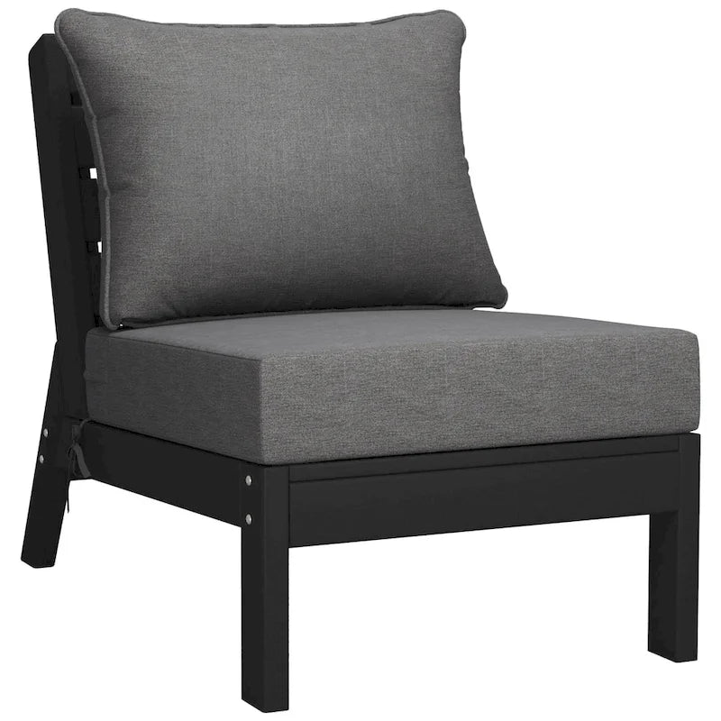 Fauteuil de jardin profond sans accoudoirs, noir, en polyéthylène haute densité (PEHD), avec coussins, Polytrends Birchwood (1 pièce)
