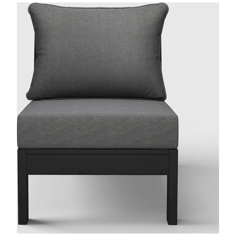 Fauteuil de jardin profond sans accoudoirs, noir, en polyéthylène haute densité (PEHD), avec coussins, Polytrends Birchwood (1 pièce)