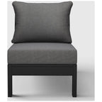 Fauteuil de jardin profond sans accoudoirs, noir, en polyéthylène haute densité (PEHD), avec coussins, Polytrends Birchwood (1 pièce)