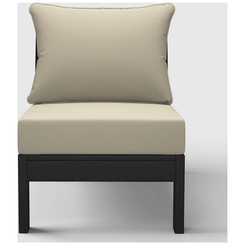 Fauteuil de jardin profond sans accoudoirs, noir, en polyéthylène haute densité (PEHD), avec coussins, Polytrends Birchwood (1 pièce)