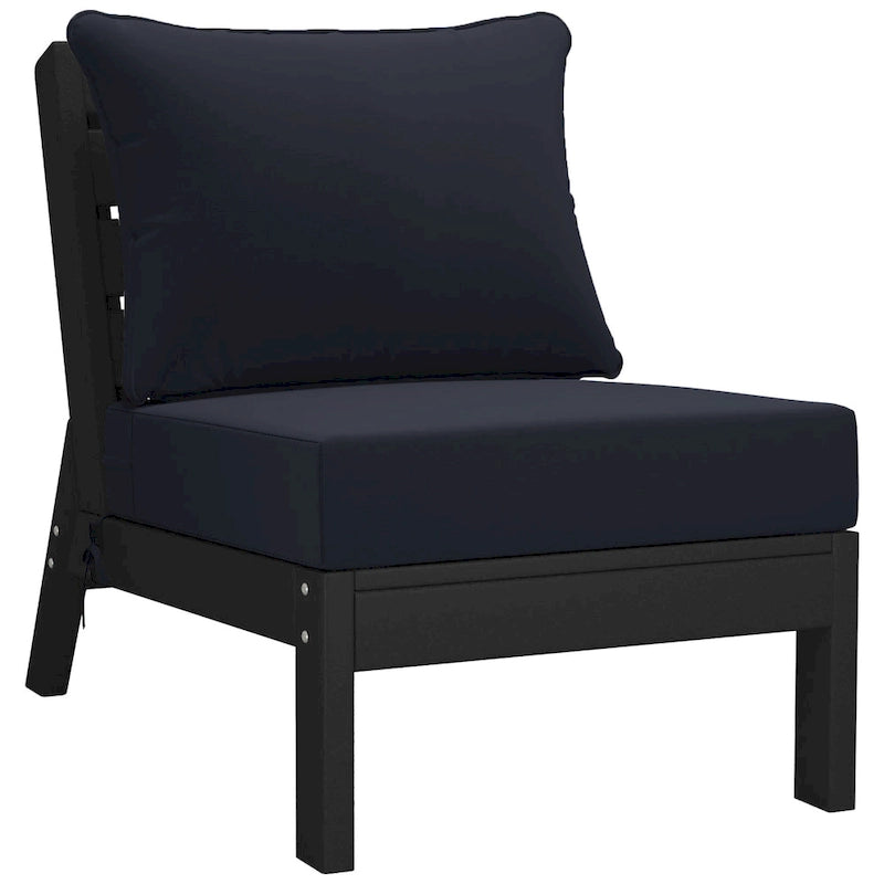Fauteuil de jardin profond sans accoudoirs, noir, en polyéthylène haute densité (PEHD), avec coussins, Polytrends Birchwood (1 pièce)