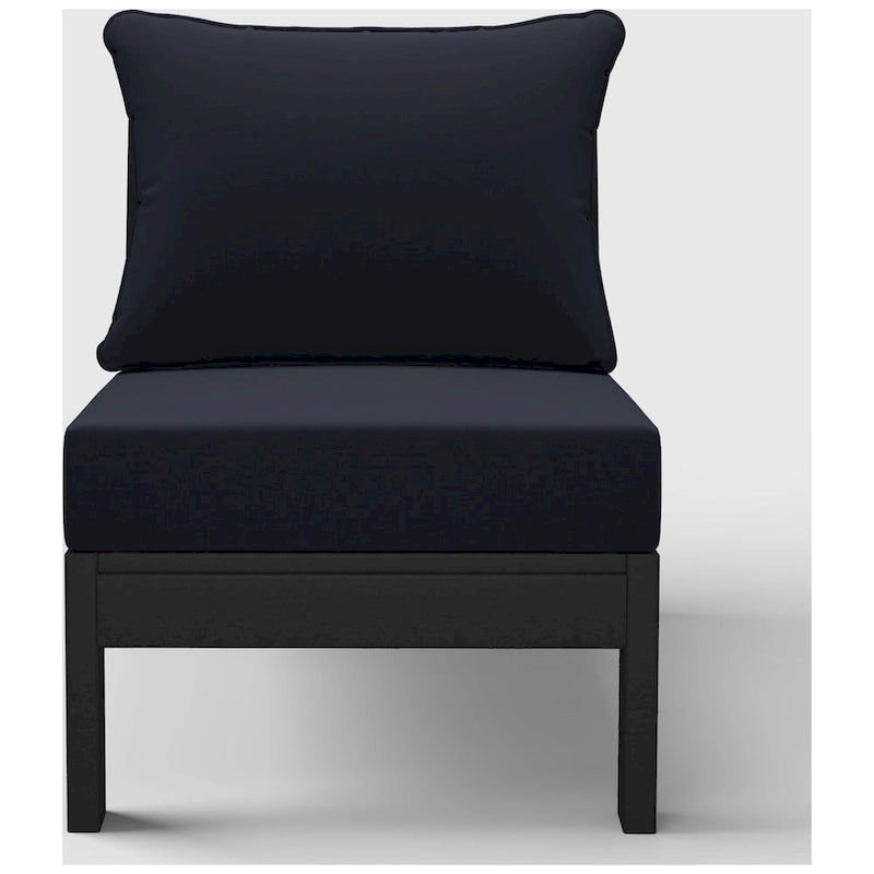 Fauteuil de jardin profond sans accoudoirs, noir, en polyéthylène haute densité (PEHD), avec coussins, Polytrends Birchwood (1 pièce)