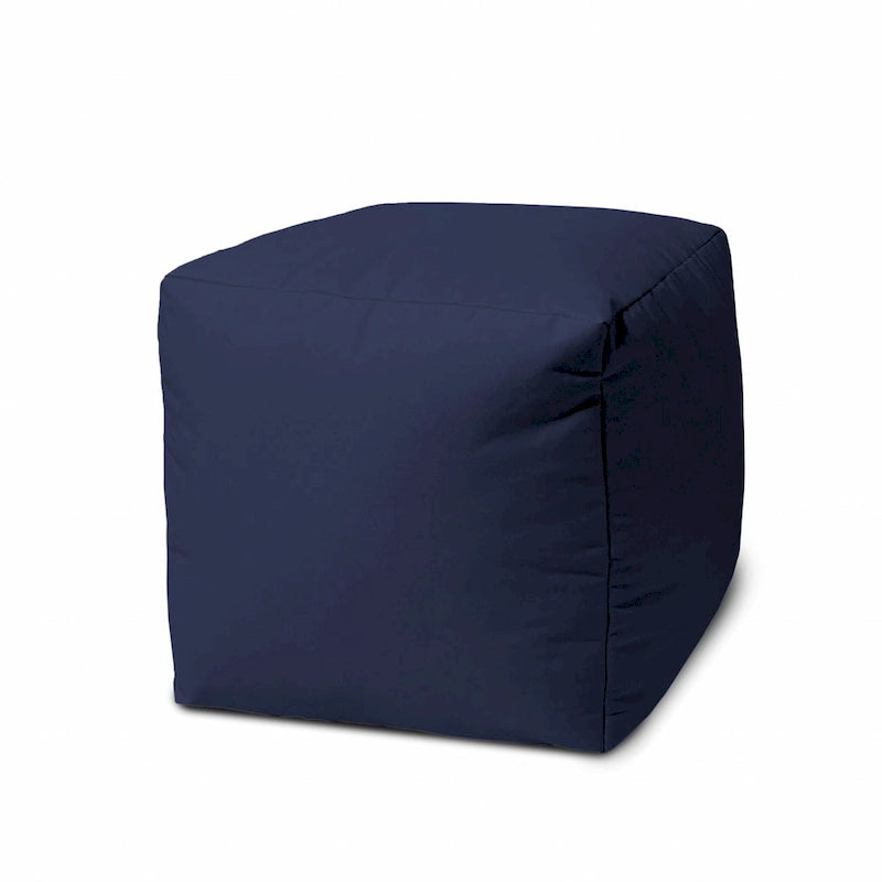 Housse de pouf HomeRoots 17" bleu indigo chaud uni, pour intérieur et extérieur - 43 cm x 43 cm x 2,5 cm