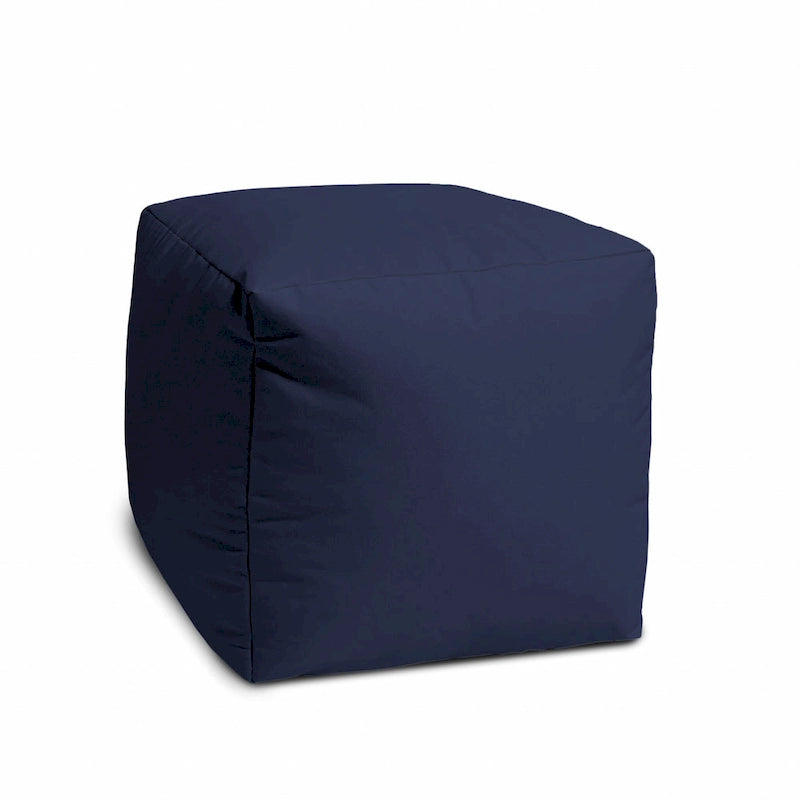 Housse de pouf HomeRoots 17" bleu indigo chaud uni, pour intérieur et extérieur - 43 cm x 43 cm x 2,5 cm