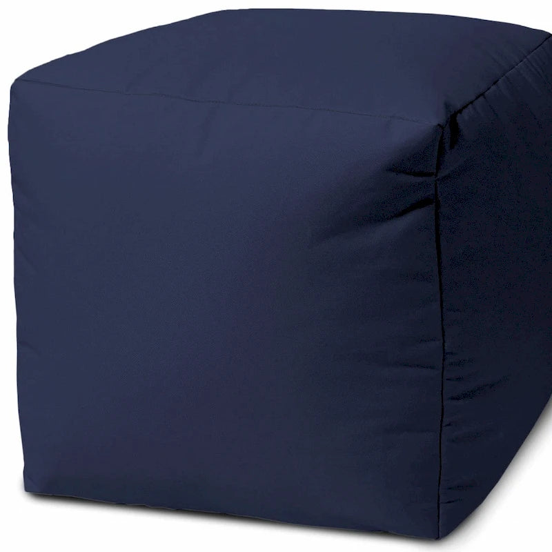 Housse de pouf HomeRoots 17" bleu indigo chaud uni, pour intérieur et extérieur - 43 cm x 43 cm x 2,5 cm