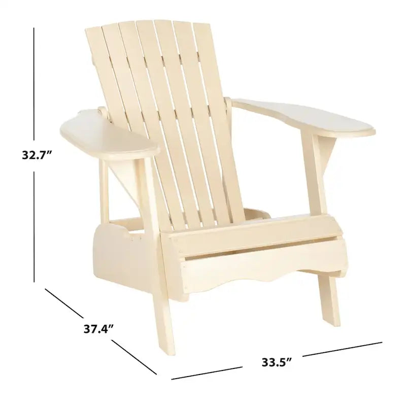 Chaise Adirondack Mopani beige en bois d'acacia SAFAVIEH Outdoor Living - 86 cm (L) x 94 cm (P) x 84 cm (H)