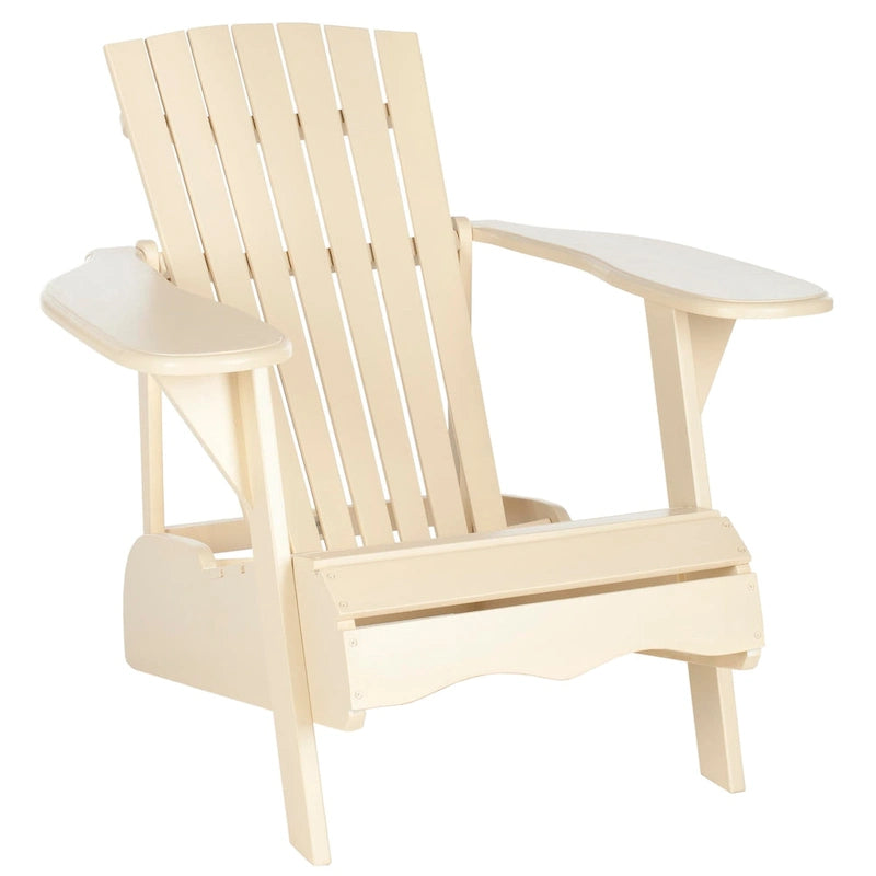 Chaise Adirondack Mopani beige en bois d'acacia SAFAVIEH Outdoor Living - 86 cm (L) x 94 cm (P) x 84 cm (H)