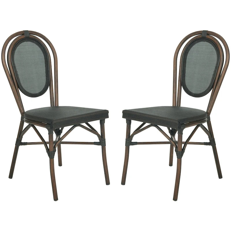 Chaises d'appoint SAFAVIEH Rural en tissu tressé, noires, pour intérieur/extérieur (lot de 2) - 43 cm (L) x 56 cm (P) x 91 cm (H)