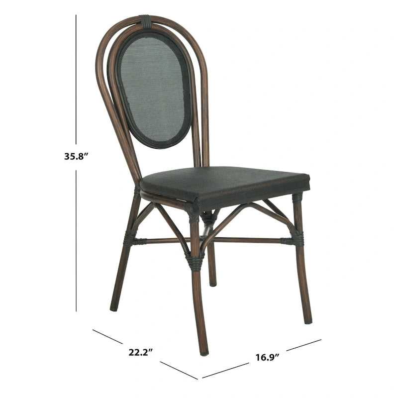 Chaises d'appoint SAFAVIEH Rural en tissu tressé, noires, pour intérieur/extérieur (lot de 2) - 43 cm (L) x 56 cm (P) x 91 cm (H)