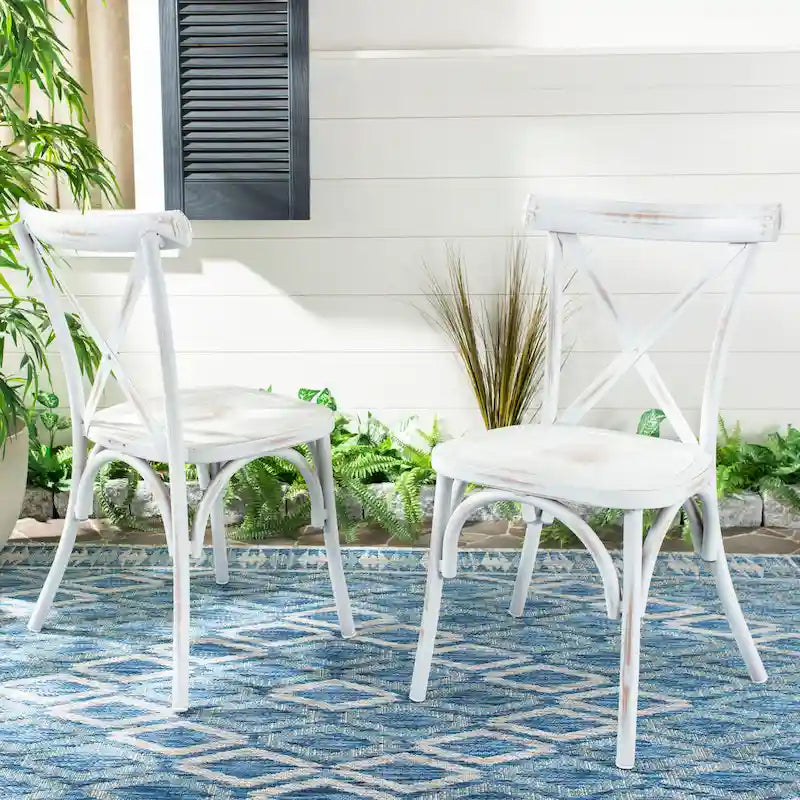 SAFAVIEH Outdoor Living Elia Chair - White (Set of 2) - 19W x 17D x 34H