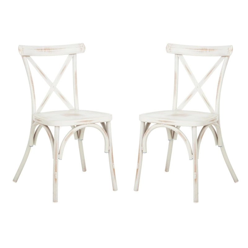 Chaise d'extérieur Elia de SAFAVIEH - Blanche (Lot de 2) - 48 cm (L) x 43 cm (P) x 86 cm (H)