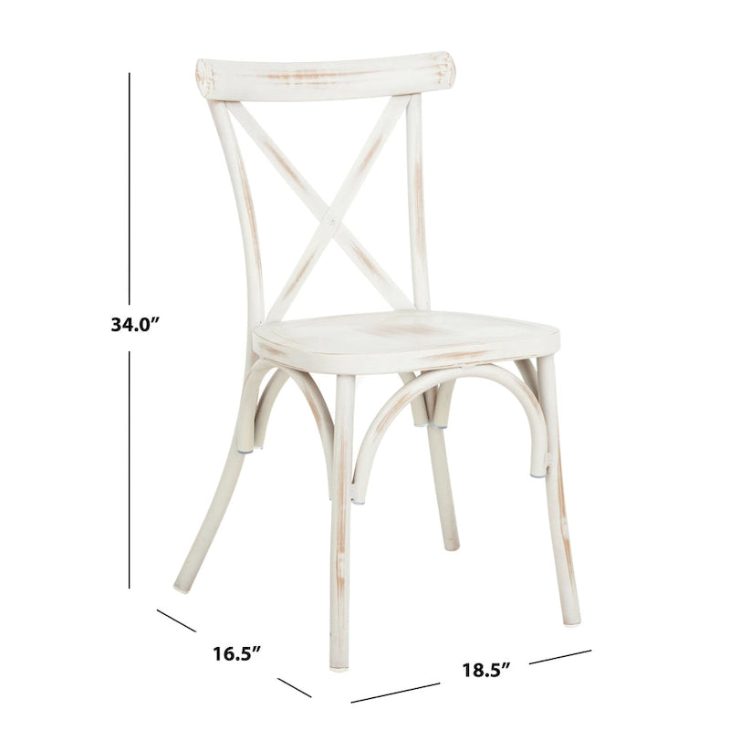 Chaise d'extérieur Elia de SAFAVIEH - Blanche (Lot de 2) - 48 cm (L) x 43 cm (P) x 86 cm (H)