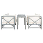 Ensemble de canapé d'angle 5 pièces Ronson de SAFAVIEH Outdoor Living - Gris cendré/Beige - 68,6 cm (L) x 68,6 cm (P) x 68,6 cm (H)