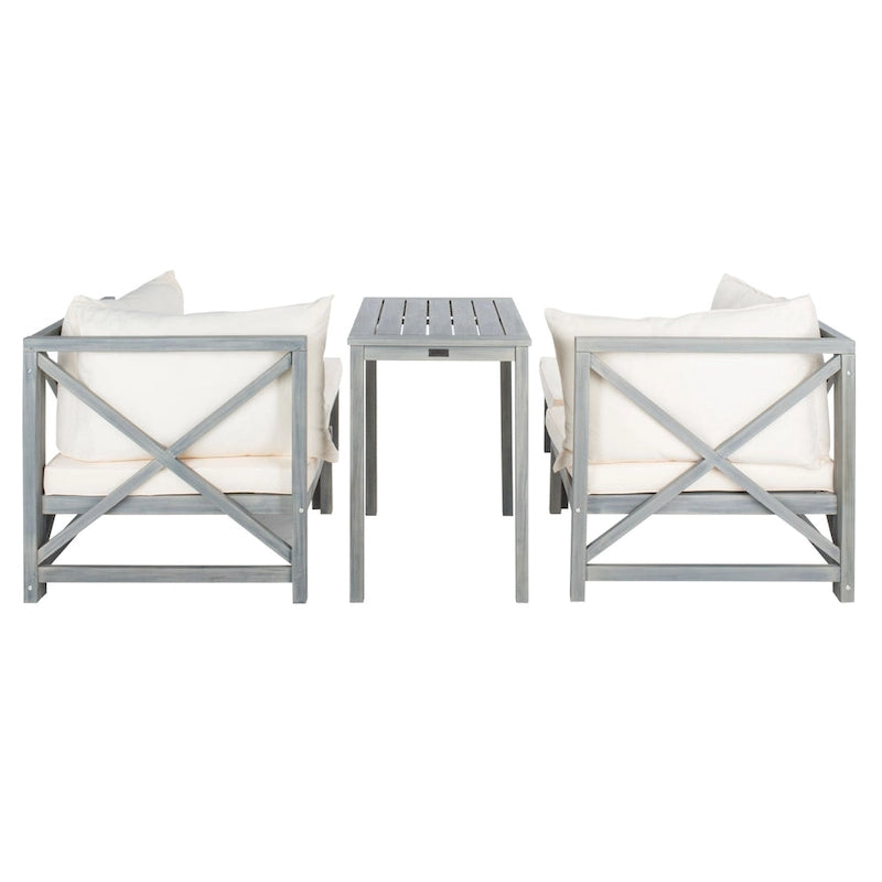 Ensemble de canapé d'angle 5 pièces Ronson de SAFAVIEH Outdoor Living - Gris cendré/Beige - 68,6 cm (L) x 68,6 cm (P) x 68,6 cm (H)