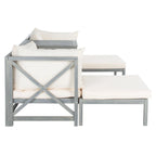 Ensemble de canapé d'angle 5 pièces Ronson de SAFAVIEH Outdoor Living - Gris cendré/Beige - 68,6 cm (L) x 68,6 cm (P) x 68,6 cm (H)