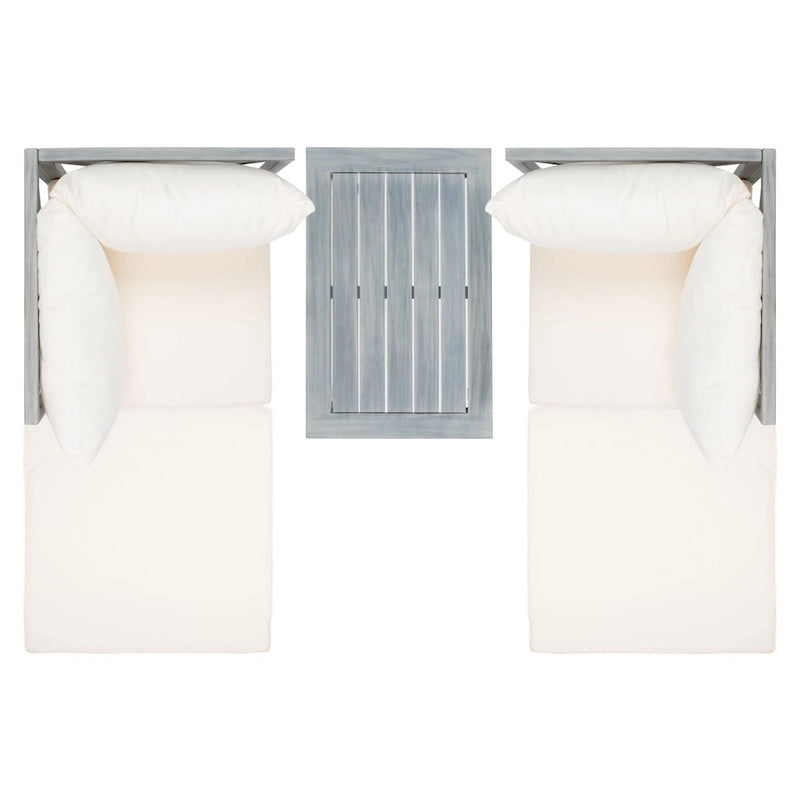 Ensemble de canapé d'angle 5 pièces Ronson de SAFAVIEH Outdoor Living - Gris cendré/Beige - 68,6 cm (L) x 68,6 cm (P) x 68,6 cm (H)