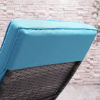 Chaise longue de piscine en osier, transat d'extérieur en rotin PE rembourré avec dossier réglable sur 5 niveaux et roulettes