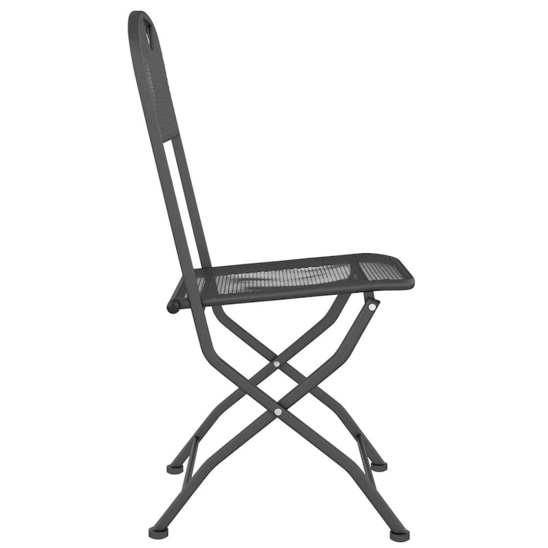 Ensemble de 4 chaises de salle à manger pliantes d'extérieur, en métal à maille gris foncé